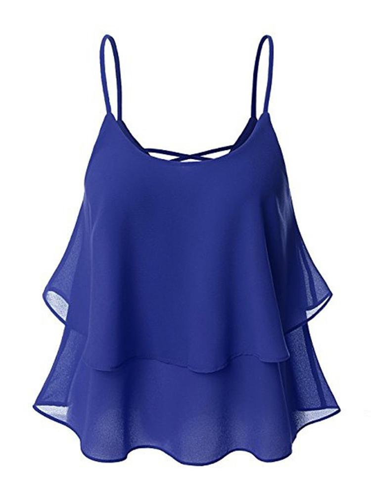 Bargain sales Casual Women Chiffon Sleeveless Irregular Hem Strap Tops