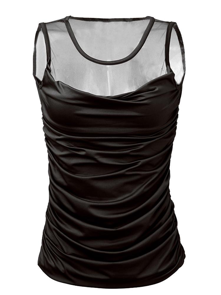 Bargain sales Sexy Women Mesh Patchwork Sheer Ruffle Stretch Vest Tank Top