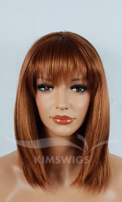 Bargain sales LADIES WOMENS GINGER MIX HEAT RESISTANT RAZOR CUT SHOULDER LENGTH WIG UK